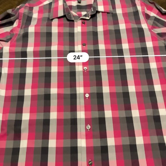 Men Apt. 9 Plaid Shirt Stretch Slim Fit - Picture 3 of 5